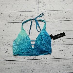 Carmen Marc Valvo Bikini Top Womens XS Halter Swimwear Coral Print New With Tags